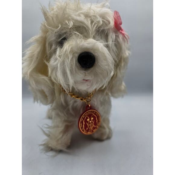 Vintage Hong Kong Terrier Puppy Dog Plush Battery Operated Toy W/ Bow - Picture 2 of 5